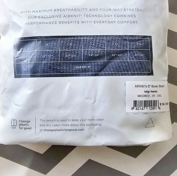 Mack Weldon Airknit boxer briefs 8"- XXL Indigo Heather - Picture 3 of 3